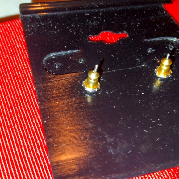 Yellow Gold Plated Multi. Colored Diamond Earrings _New - Picture 3 of 3